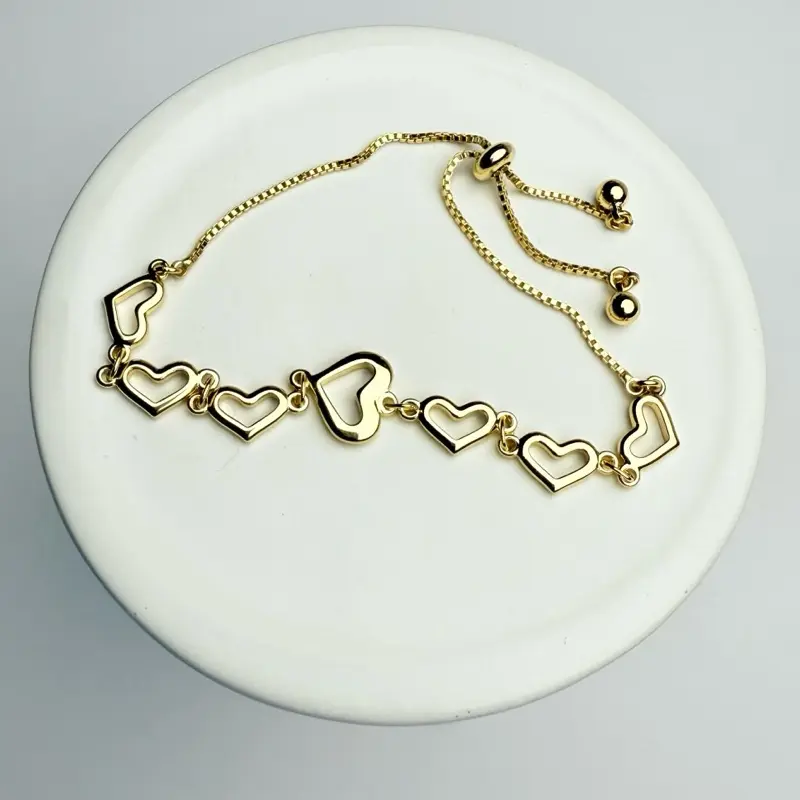 Heart shaped adjustable bracelet perfect for any occasion gold plated bracelet