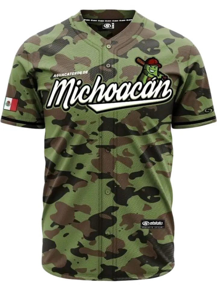 (GREEN CAMO) 2.0 Michoacán Jersey - Unisex Short Sleeve Jersey for Baseball & Softball with Fitted Design, Breathable Fabric, Machine Washable