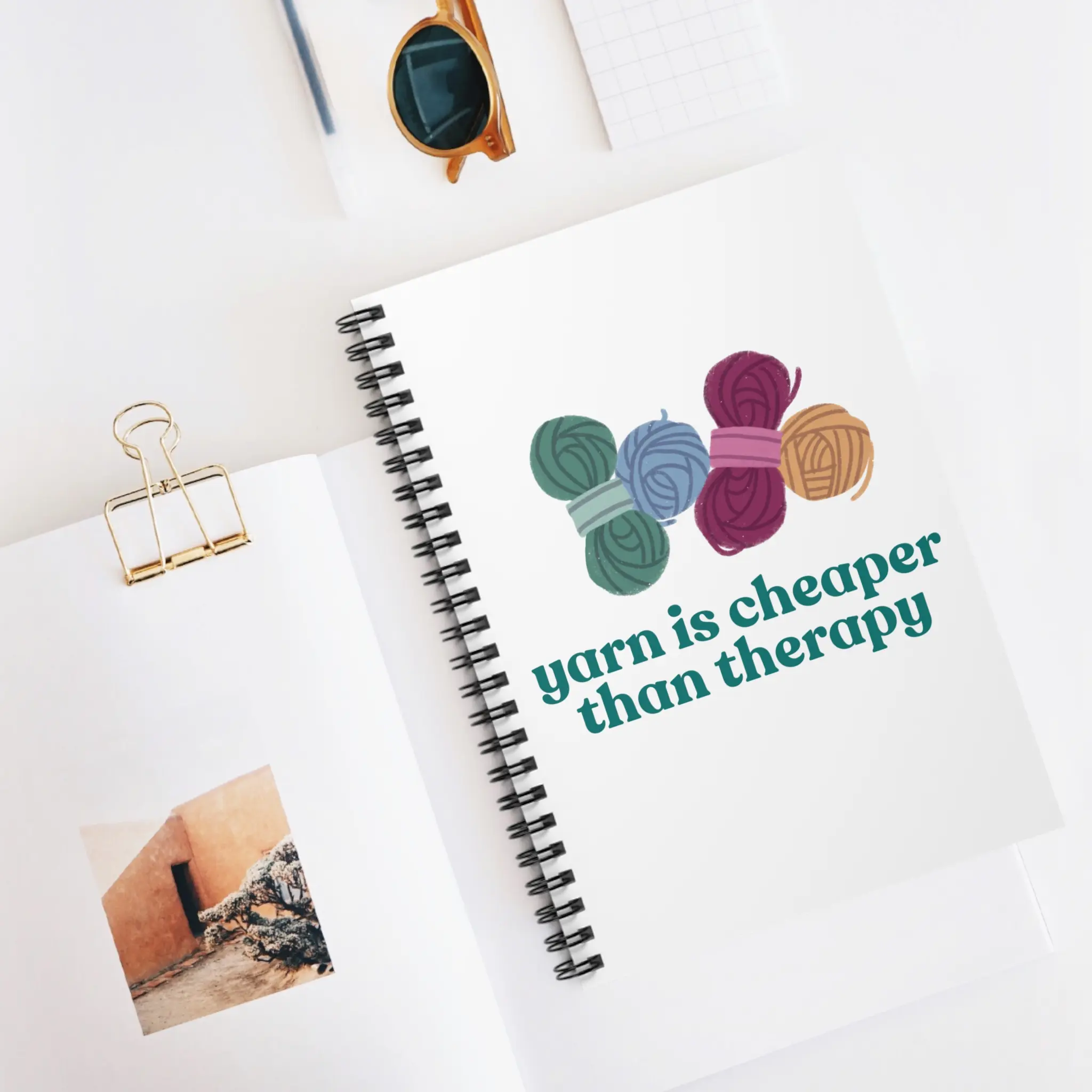 Yarn is Cheaper Than Therapy Spiral Notebook | Knitting Crochet, Ruled Lines