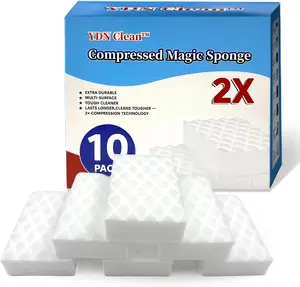 Magic Eraser Sponge 2X Density, Multi-Purpose Long Lasting Melamine Sponge, Water-Activated Cleaning Sponge Eraser for Kitchen, Bathroom, Wall, Shoes & Car, Extra Durable, Non-Scratch (10)