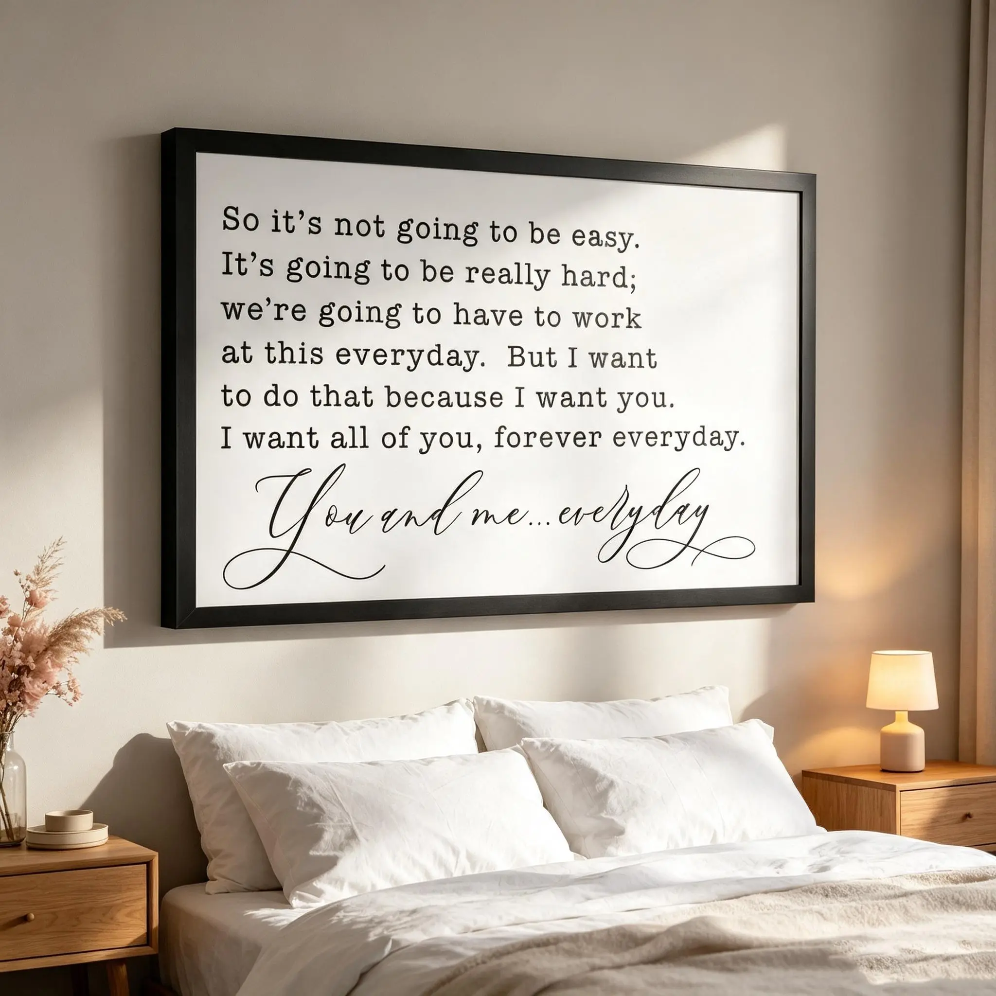 The Notebook Quote - You and Me Everyday Quote Poster Canvas . Great Anniversary or Wedding Gift. Romantic Movie Wall Art, Love Quote Poster for Bedroom Living Room Decor, Anniversary Wedding Gift for Couples Print Artwork