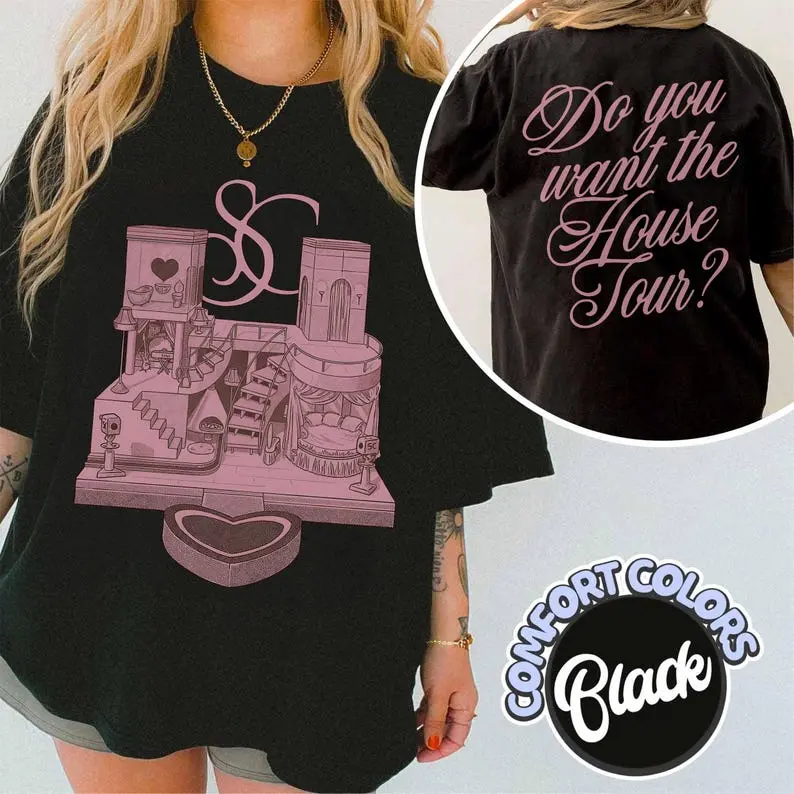 Comfort Colors House Tour Shirt, Comfort Colors Fandom Merch Tee, Aesthetic Oversized Fan T-shirt, Double Sided Sabrina's House Tour Gift Gift For Women, Cotton Fabric