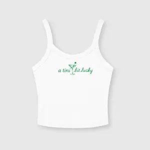 A Tini Bit Lucky St Patricks Day Martini Tank Top Shamrock Crop Tank