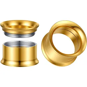 Surigcal Stainless Steel Ear Gauges Tunnels - Internally Threaded Plugs for Ears - Internally Threaded Ear Gauges for Men Women - Double Flare Internal Thread Screw-Fit Gauge Flesh Tunnel Earrings WildVibe