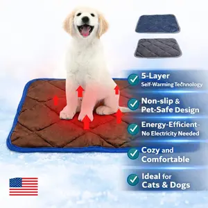 Pet Thermal Mat - Self Warming 5 Layer Smart Design Hot Pad For Cats & Dogs Cozy Comfort Non Slip & Energy Efficient Pet Bed