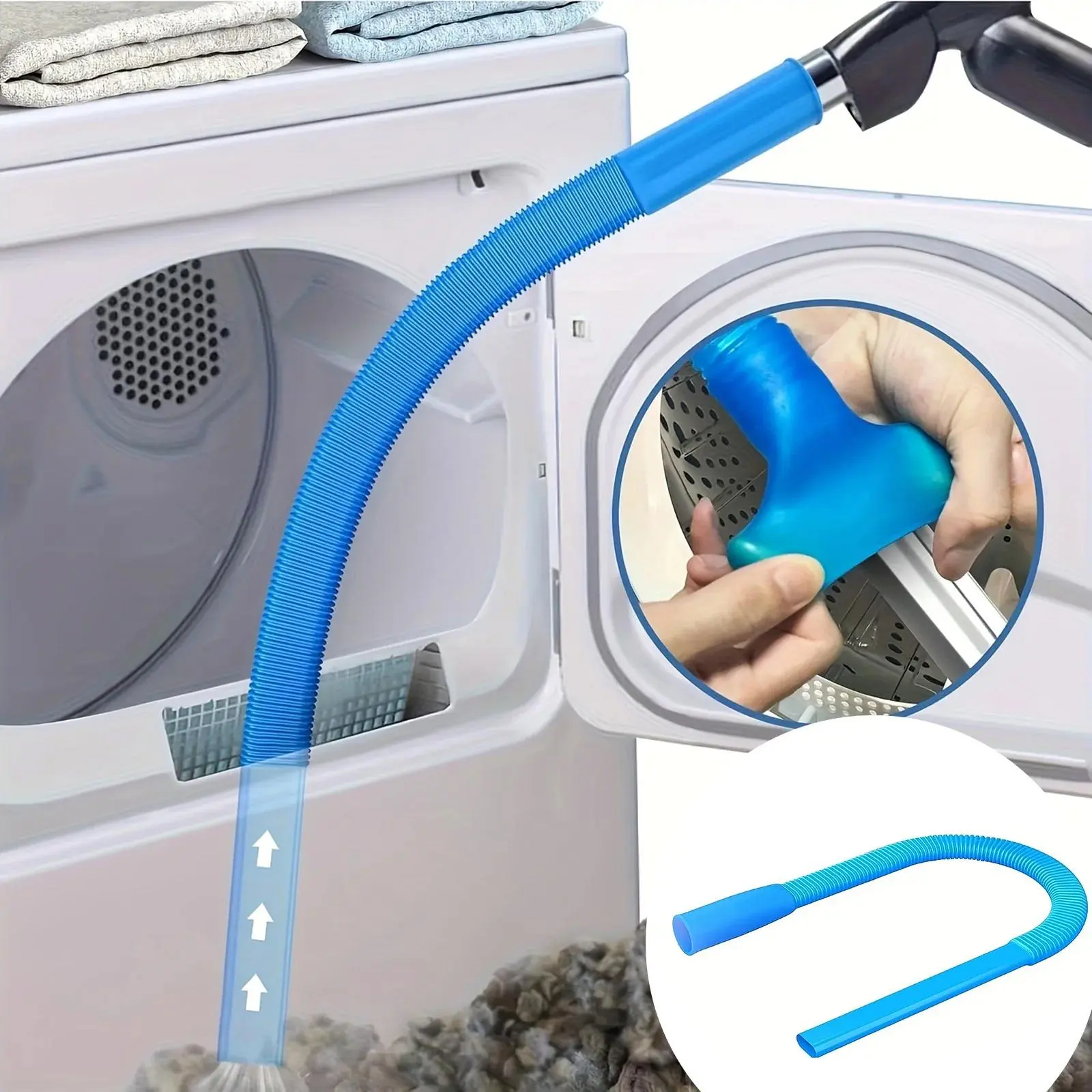 Sealegend Dryer Vent Cleaner Kit Dryer Lint Vacuum Attachment with Stretch Universal Connector, Dryer Vent Cleaning Tool Vacuum Hose Lint Remover, Home Cleaning Tool, Blue