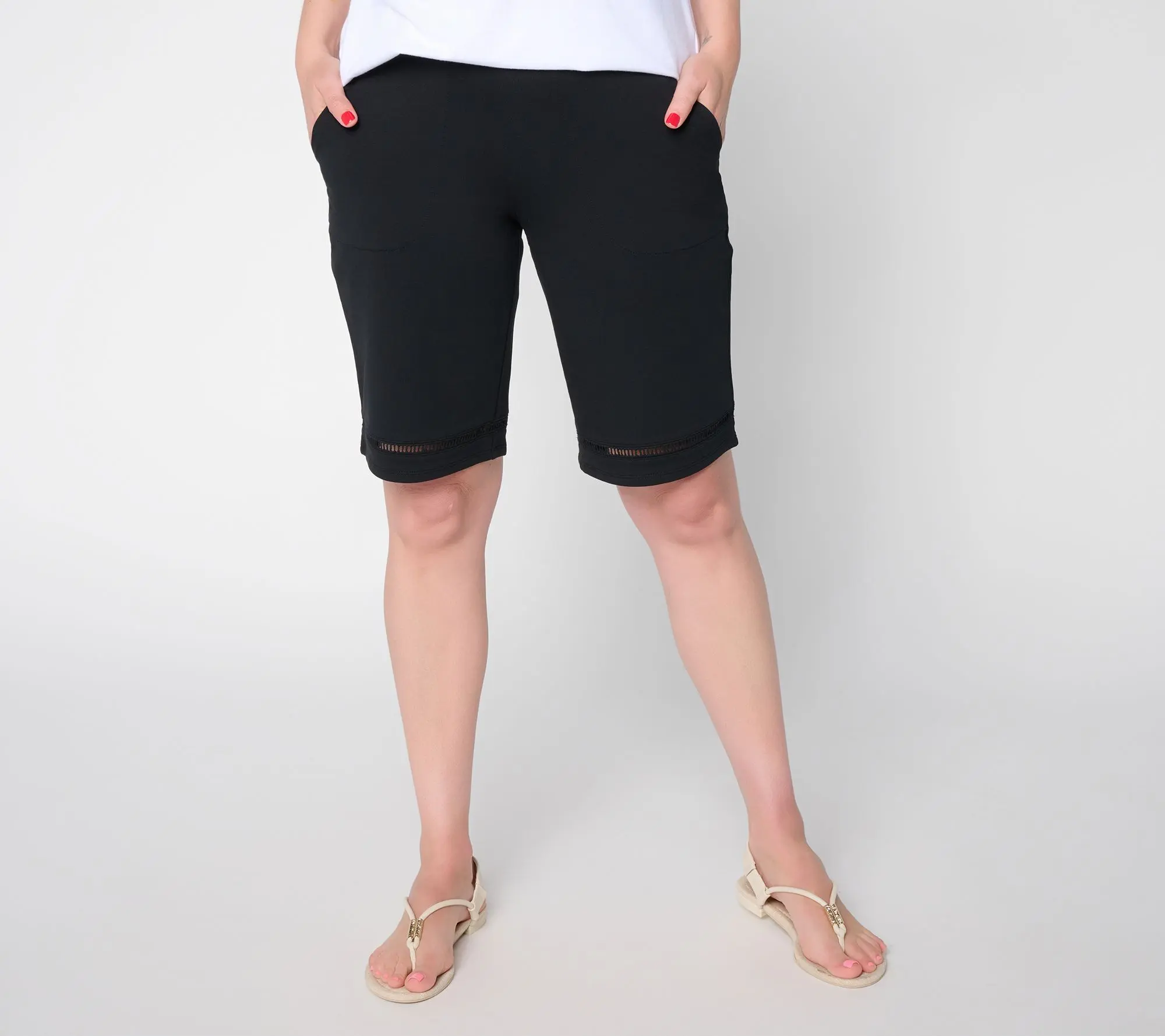 Denim & Co. Activr Petite French Terry Bermuda Shorts