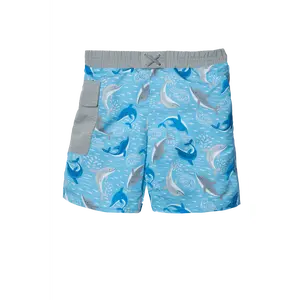 Dolphins Right Pocket Shorts Reusable Absorbent Swim Diaper