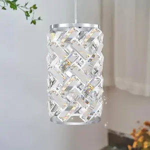 Modern Chrome Pendant Lighting, Mini Crystal Chandelier, Adjustable Pendant Light Fixture for Kitchen Island, Dining Room, Bedroom