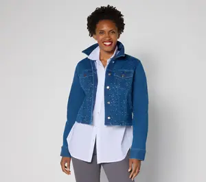 Women with Control Contour Curves Rhinestone Jacket