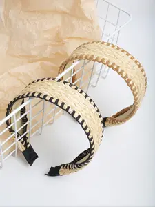 2pcs Elegant Bohemian Straw Wide Headband for Summer, Versatile Casual Hair Accessories for Beach and Everyday Use