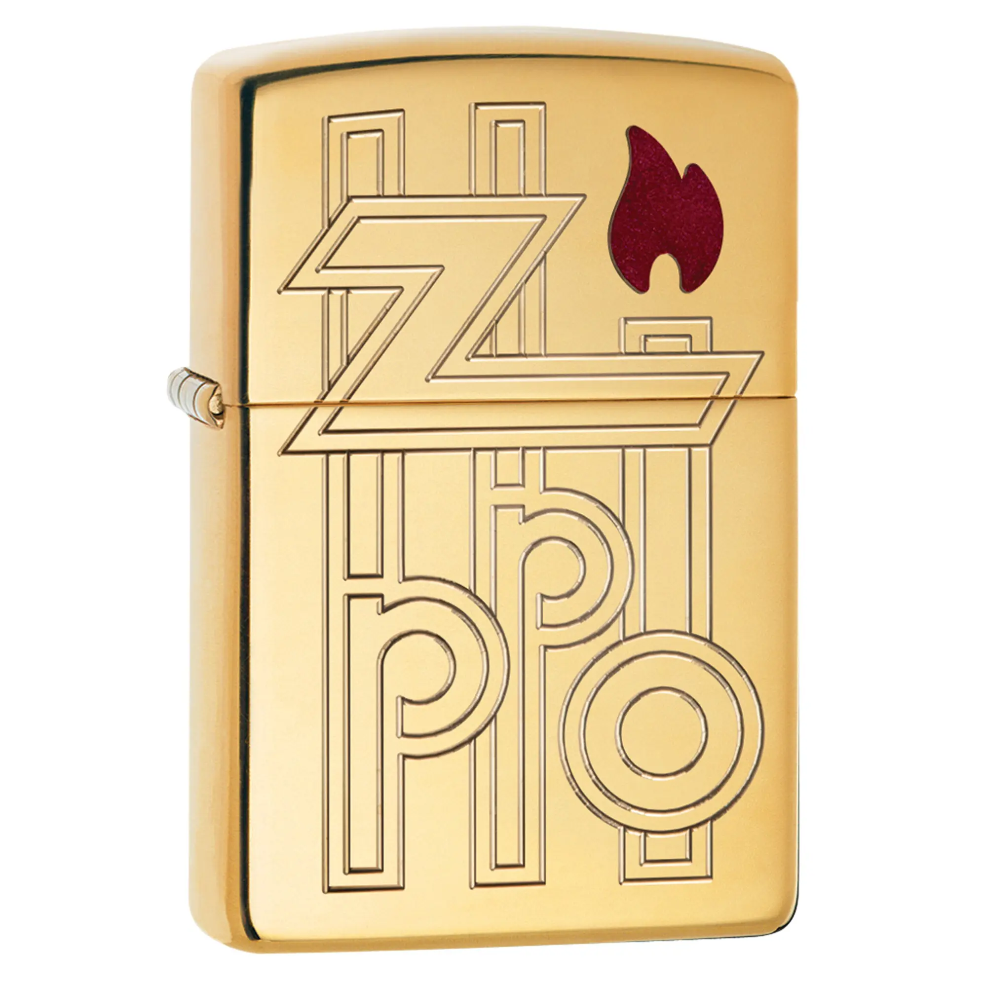 Zippo Abstract Logo Armor High Polish Brass Pocket Lighter - Made in USA
