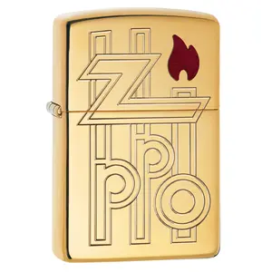 Zippo Abstract Logo Armor High Polish Brass Pocket Lighter - Made in USA