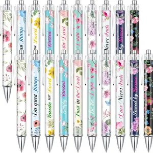 20 Pcs Flower Bible Verse Ballpoint Pens, Christian Inspirational Quotes Ballpoint Pen, Funny Retractable Black Ink Pens, for Women Men, Coworker Office Diary Gift, for Coworker, Teacher, Office School Supplies