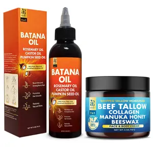Routine Recovery Kit - Arctic Beauty Liquid Batana Oil & Beef Tallow Moisturizer Cream Set - Skincare & Haircare Combo - For Scalp, Hair, Face, & Body Health Support - (5 oz.)