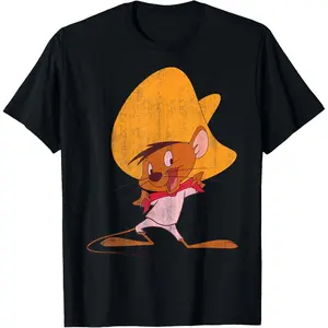 Fashionable Casual Top Cotton Men's Short Sleeve Looney Tunes Speedy Gonzales Red Hue T-Shirt
