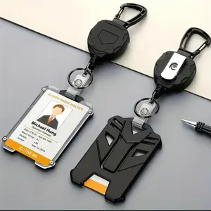 Outdoor Retractable Heavy Duty Badge Reel (1 Set), ID Badge Holder, Tactical ID Card Holder for Outdoor Hiking & Climbing, Badge Reels Retractable