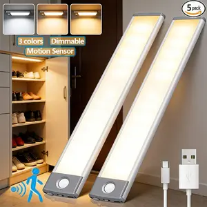 3 Color Led PIR Motion Sensor Light Cabinet Intelligent Lights magnetic installation Wireless Rechargeable with Charging Indoor,Temperatures&Dimmable Closet bright Lights for Cabinets, Bookshelf, Stair, Hallwa, kitchen lighting tool room