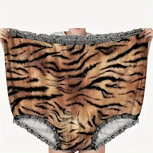 Christmas Gift Halloween Prank Funny Giant Adult Prank Gift Panties Leopard Print Lace Trim Unisex Joke Gift Super Large Novelty Granny Underwear Party Pranks Halloween Party Must Have