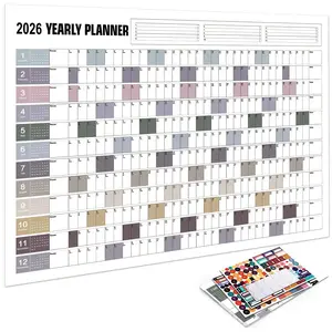 2026 Wall Calendar Planner with Full Year View, Includes 4 Sticker Sheets & 1 Double-Sided Round Sticker, Ideal for Home & Office Use, Office Stationery Supplies