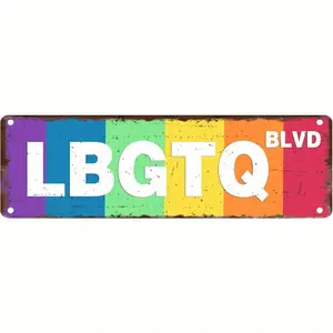 Vintage LGBTQ+ Pride Aluminum Wall Sign| 16x4 Inch Rainbow 'BLVTQ' Metal Tin Plaque| Multi-Color Retro Home, Office, for Man Cave, Garage, Bar & Cafe Decor| Waterproof & Fade-Resistant| Easy Mount with Pre-Drilled Holes| Vibrant Street Style Art for Indoo