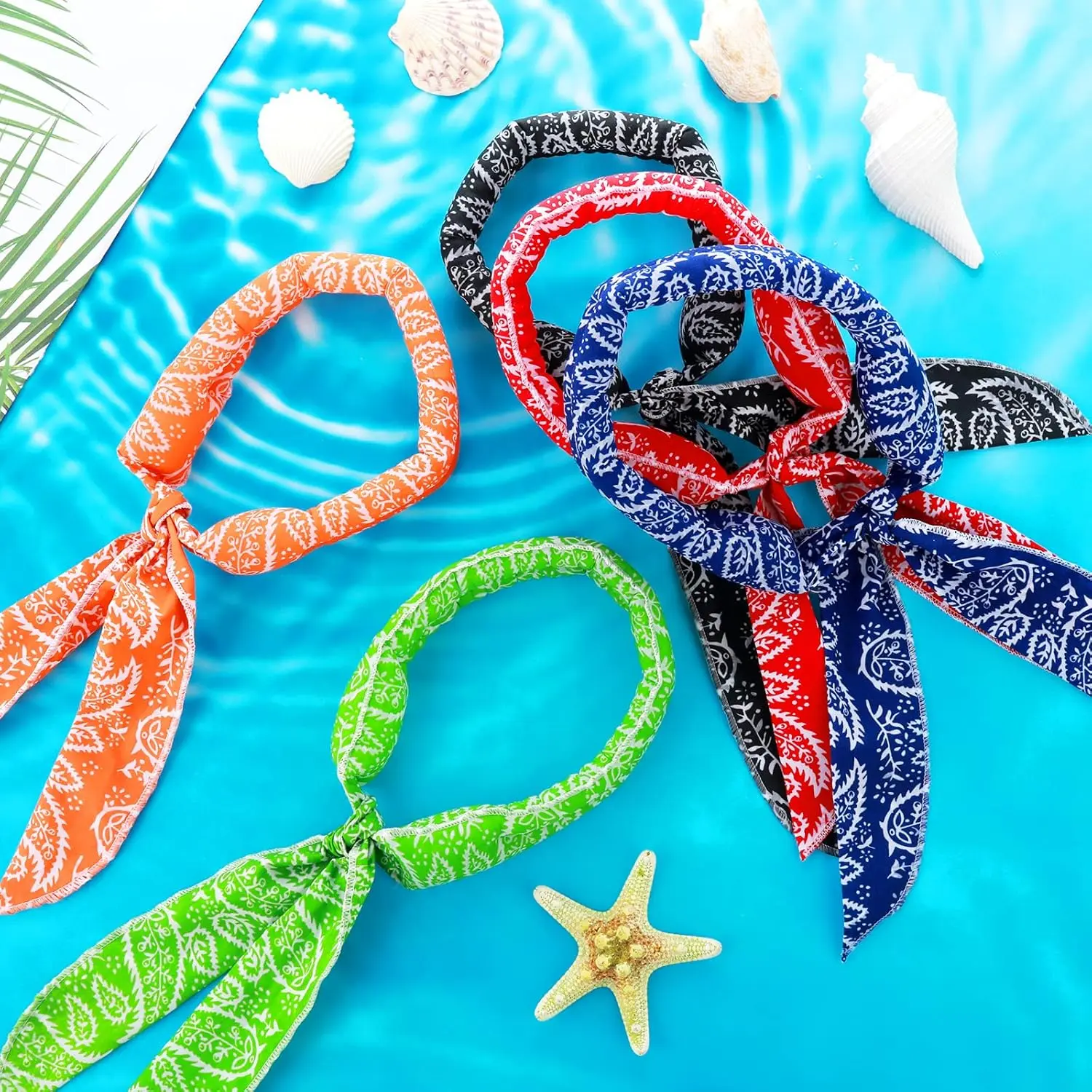 5 Pieces Cooling Neck Wraps, Ice Cooling Scarf Water Soaking Wraps for Neck Bandana Wrap Headband for Women Men, Cooling Headband for Hiking Camping Outdoor Hot Summer Indoor Outdoor