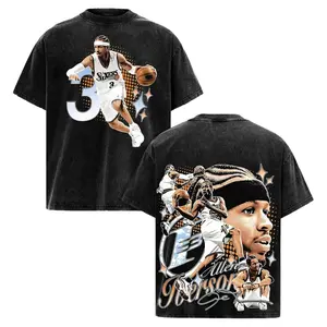 Acid Washed "ALLEN IVERSON" T-Shirt, Retro Bootleg Basketball Streetwear Shirt Fan Gear, Game Day Outfit, Gift For Basketball Fans