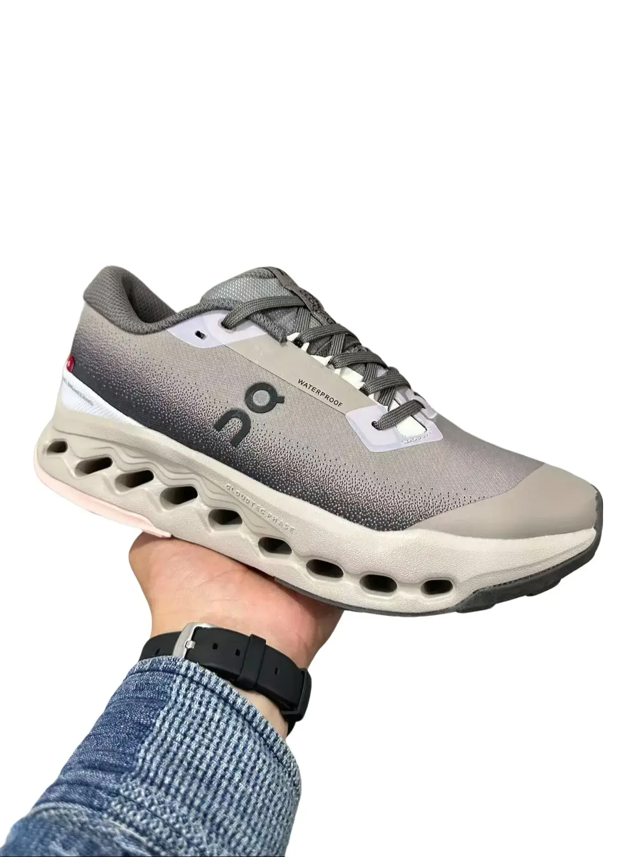 gray gradient nude pink hollow platform outdoor sneakers breathable fly knit mesh Brand New Sealed with Original Shoe Box Unisex sweat wicking slip resistant hiking trainers