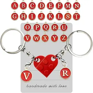 Personalized Brick Matching Couple Heart Key chain, Heart Key chain Gifts for Him Her Boyfriend Girlfriend Mom Couple Lovers