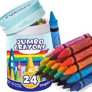 SQ-MKP001 24 Colors Jumbo Crayons for Toddlers 1-3, Easy to Hold Large Crayons for Kids Ages 2-4, Non-Toxic Big Crayon for Kids Coloring & Art Supplies, Ideal Birthday Gift Easter Party Favor for Boys Girls
