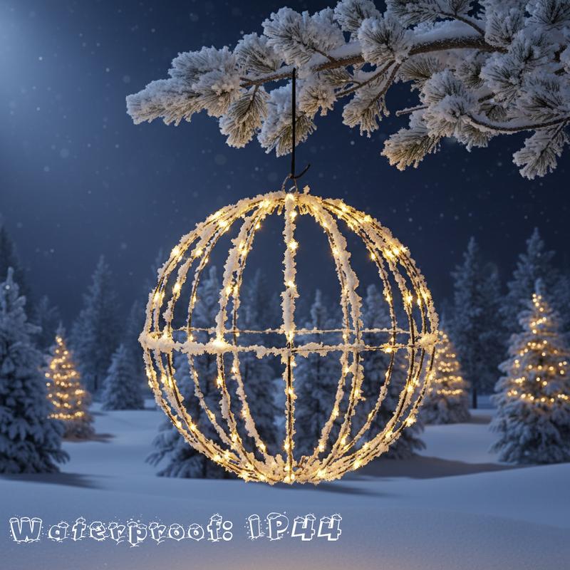 Christmas Hanging Ball Lights Outdoor Metal Sphere Globe Lights with 8 Lighting Modes Timer for Window Patio Garden Tree Holiday Decorations(12 Inch/20 Inch)