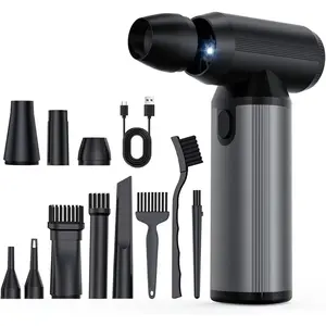 Compressed Air Duster - 300000RPM, Air Blower with LED Light 8000mAh Battery, 3-Gear Dust Blower for Keyboard, Computer, Car, Home