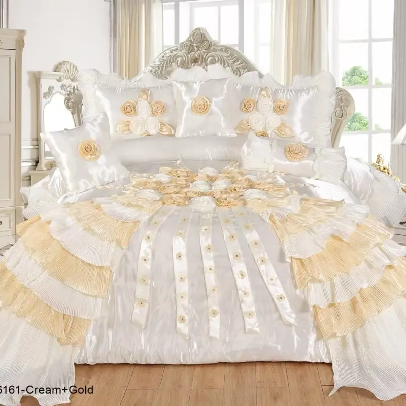 6 Piece weeding Durable Bedroom Set - Bedding with Floral Embellishments and Ruffled Details for Elegant Home Decor