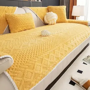 Pet-Friendly Sofa Slipcover, Couch Cover for 1/2/3/4 Couches - Plush Non-Slip Thicken Protector, Machine Washable & Scratch-Resistant (Yellow,45*45cm(17.72*17.72in))