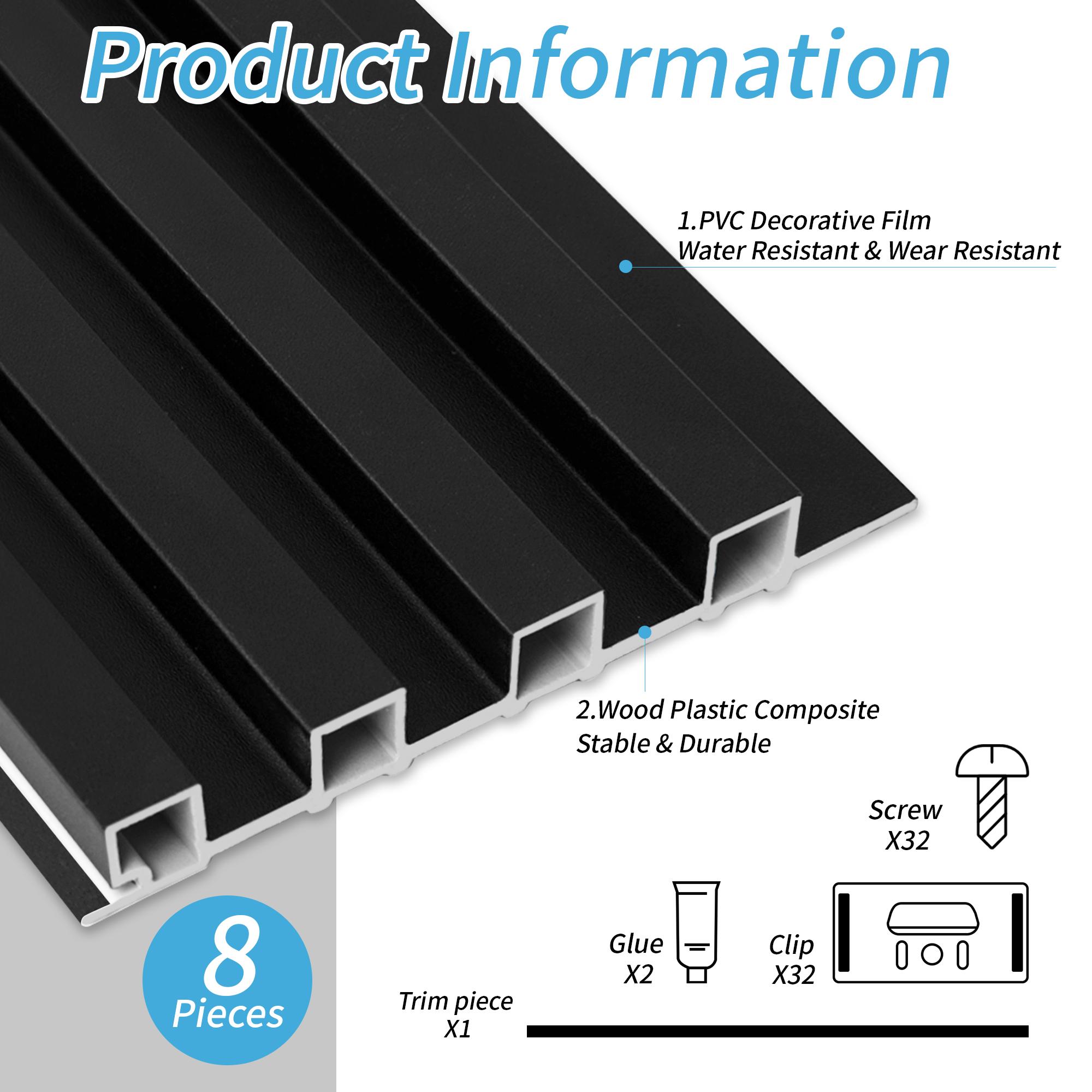 【New】Art3d 8-Pack(96×6.26in) Modern Slat Wall Panel,WPC Acoustic Diffuser Decorative Accent Wall Panel,Noise Reduction and Stylish Decor for Living Room Bedroom