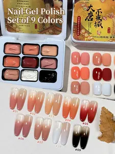 Jillradia 9-Color Tang Dynasty Night Market Patting Gel Set - Imperial Gold & Crimson Hues With Ancient Charm, Perfect For Cultural Lovers' Festival Nails & Creative Cosplay, Easy Apply & Long-Lasting