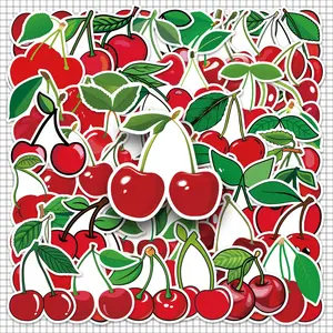 Cherry Pattern Sticker, 100pcs/set Waterproof Self Adhesive Decor Paper, Decor Sticker for Gift Greeting Card Water Bottle Laptop Phone, Ornaments