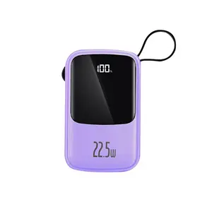 (Not for iPhone 15/16/17)Mini 10000mAh Power Bank with Built-in Lightning & USB-C Cables, 22.5W Fast Charging Portable Charger, Ultra Compact Pocket Battery Pack for iPhone 14/13/12/11 & Android, Travel Essential