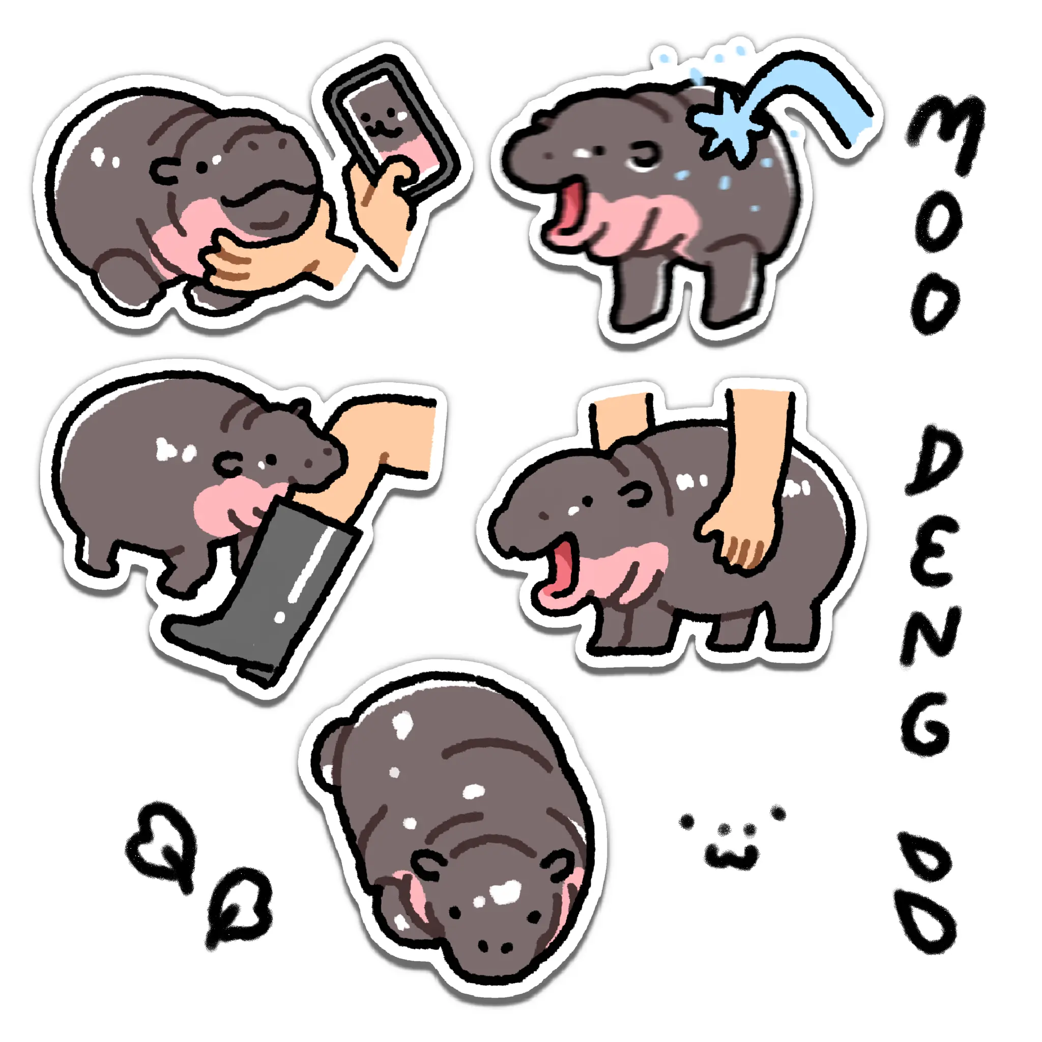 Moo Deng Baby Hippo Stickers Moo Deng Baby Hippo Stickers