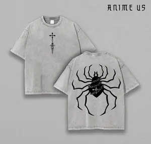 Hunter x Hunter Phantom Troupe Spider Streetwear Tee – Vintage Washed Graphic T-Shirt Featuring the Infamous Spider Emblem – Soft Cotton Unisex Top for Anime Fans – Perfect for Casual Wear