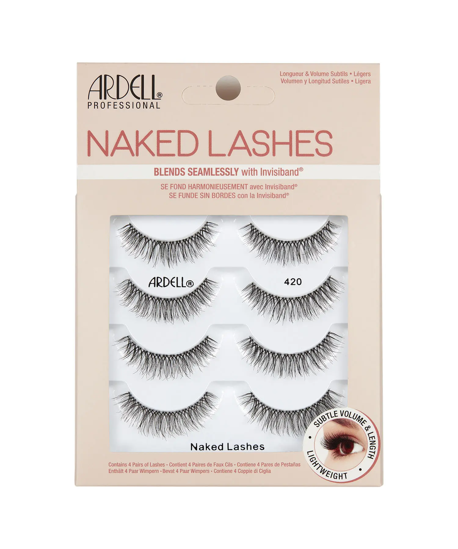 Ardell Strip Lashes Naked Lashes #420, 4 Pairs x 1-Pack Eyelashes Lightweight Makeup Cosmetic Ardell Strip Lashes Naked Lashes #420, 4 Pairs x 1-Pack Eyelashes Lightweight Makeup Cosmetic