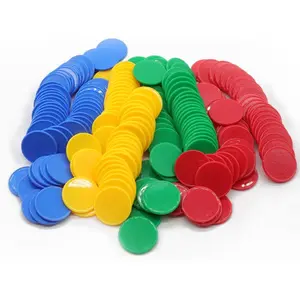 100Pcs (Red+Yellow+RoyalBlue+Green, 1 Inch) Opaque Plastic Learning Counters Mini Poker Chips Game Tokens, Poker Chips Bingo Markers for Math Practice,Car Interior Accessories Round Durable Artificial Colorful summervibes