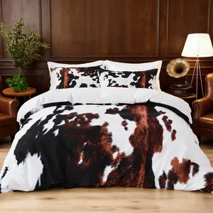 Cow Print Faux Fur Bedding Set, 3-Piece with 1 Duvet Cover + 2 Pillowcases (No Insert), Soft Comfortable Microfiber Bedding, Decorative Bedding Set, All-Season Decor for Teen Girls' Bedroom & Guest Room, Comfy Bedding Set