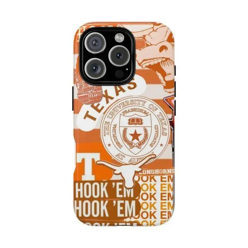 Texas Longhorn Football Phone Case, Premium Matte Shockproof Protective Cover, Compatible with iPhone 11-17 Pro Max/Plus and Samsung Galaxy S23-25