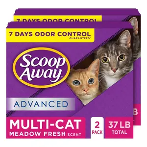 Scoop Away Advanced Multi-Cat Clumping Cat Litter, Meadow Fresh Scent, Pack of 2, 18.5 Pounds (Package May Vary)