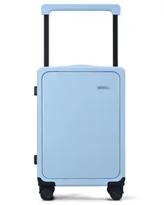 episou Carry-On Suitcase – 20” Cabin Luggage with TSA Lock, Silent 360° Wheels, PC Shell & Front Pocket – Blue, Airline Approved