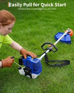 【Garvee】3-in-1 Gas Powered Weed Wacker & String Trimmer Kit – 43cc 2-Stroke, 17" Cutting Width, Lawn Edger, Anti-Vibration Handle, Shoulder Strap, 2 Blades – Manual Garden Tool Set for Easy Yard Care