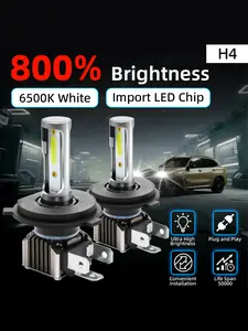 High Power H7 H11 9005 Hb3 9006 Hb4 LED Car Headlights, Headlight Bulbs, Mini Size Front Lights, 50000 Lumens 6500k, Plug-And-Play, No Battery Included