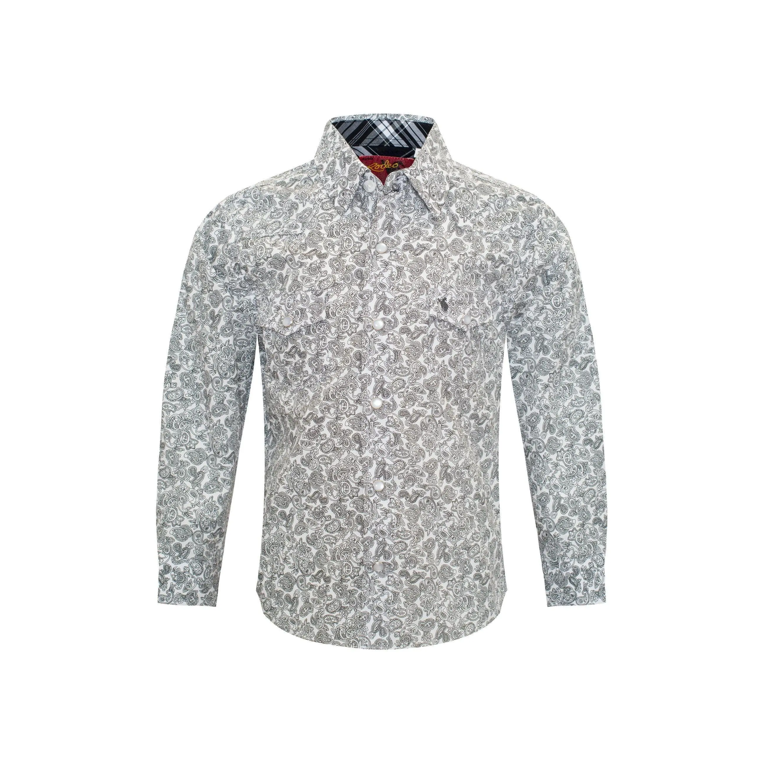 Kids Western Pearl Snaps Print Shirt-PS100K-171