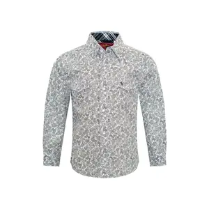 Kids Western Pearl Snaps Print Shirt-PS100K-171